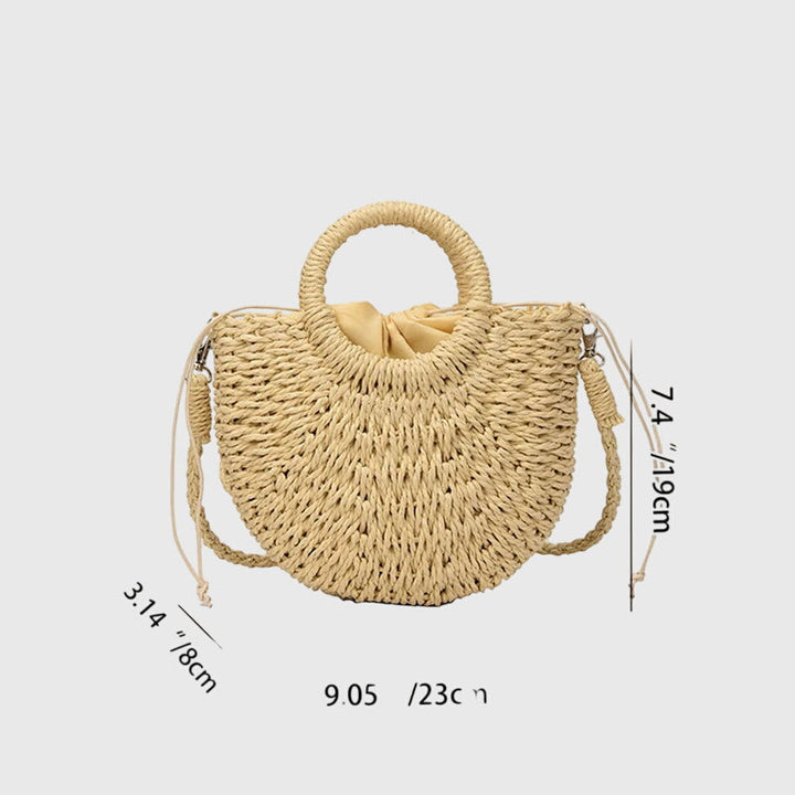 Mala de ombro feminina de palha para o verão – mala de praia trançada tipo shopper para férias