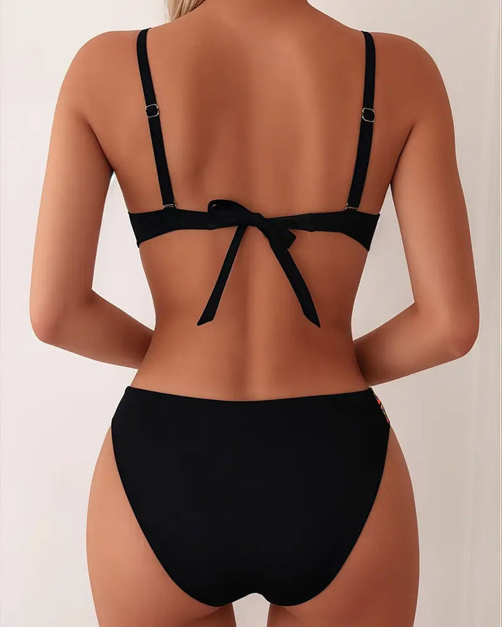 Strój kąpielowy bikini damskie na lato z poliestru dwuczęściowe szybkoschnące plażowe