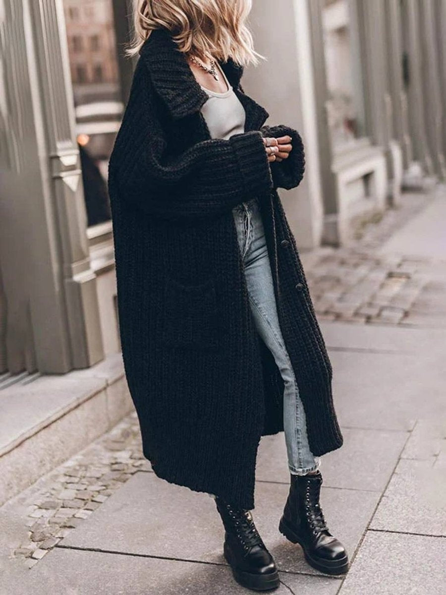 Sweter damski rozpinany kardigan długi wełniany oversize jesienny