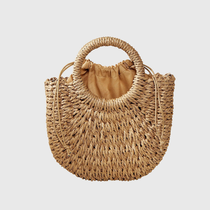 Mala de ombro feminina de palha para o verão – mala de praia trançada tipo shopper para férias