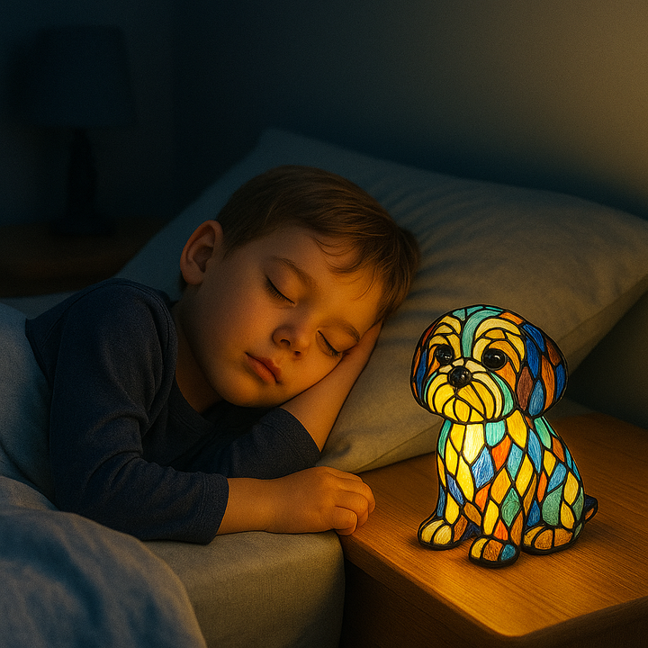 Lampka nocna stołowa LED dekoracyjna drewniana jesienna