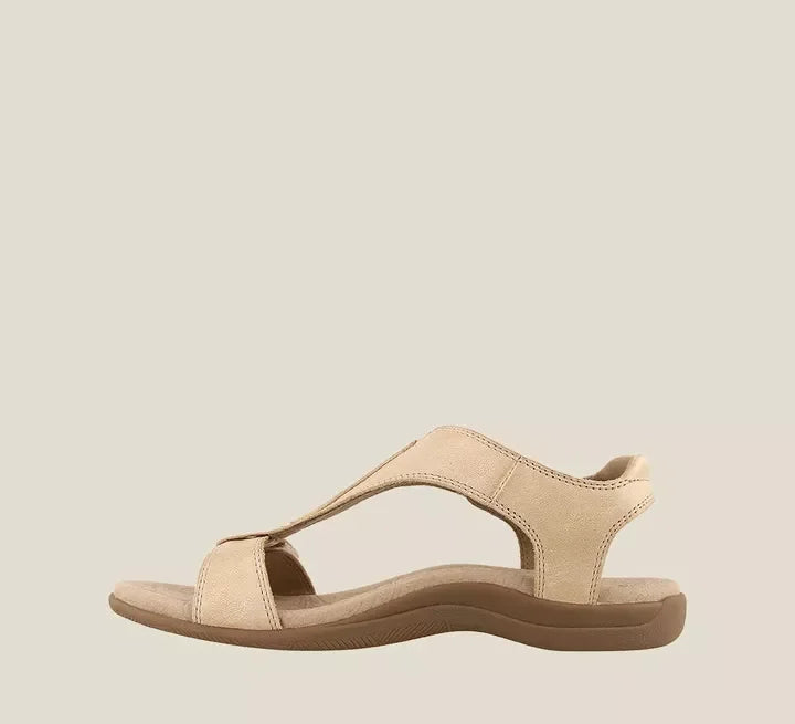 Sandálias ortopédicas femininas de pele com suporte para o arco do pé para o verão