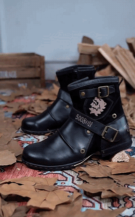 Botas de motociclista masculinas em pele para primavera, elegantes, casuais e estilosas
