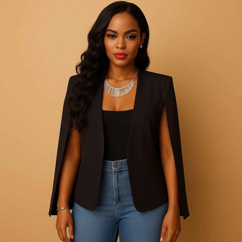 Blazer femme cintré élégant à épaules structurées pour une tenue chic d’été