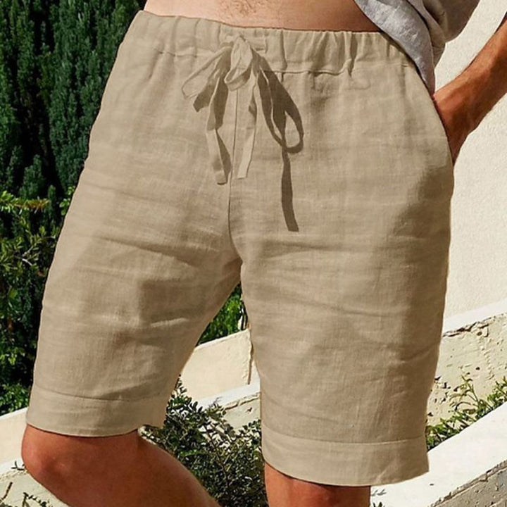 Szorty męskie lniane na lato lekkie spodenki casual oddychające spodnie letnie