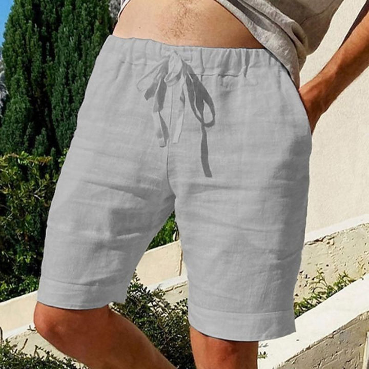 Szorty męskie lniane na lato lekkie spodenki casual oddychające spodnie letnie