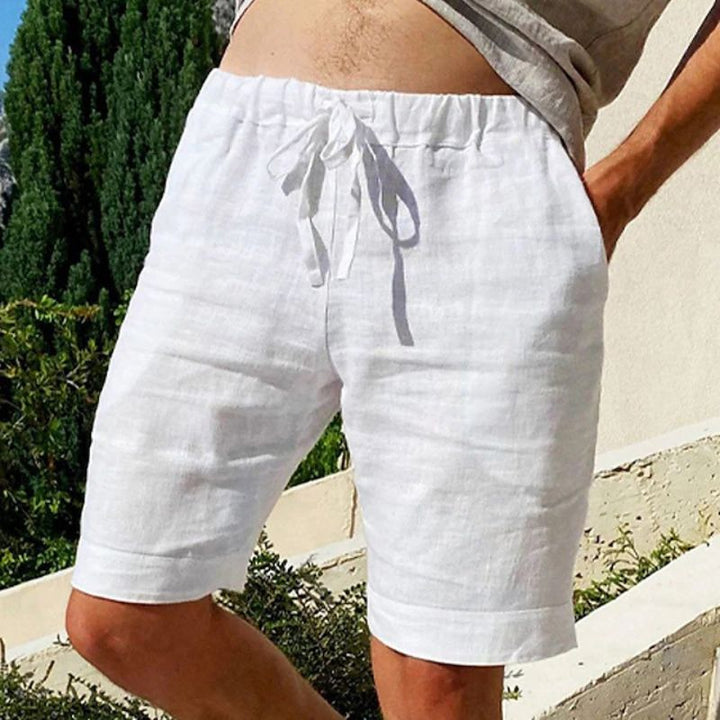 Szorty męskie lniane na lato lekkie spodenki casual oddychające spodnie letnie