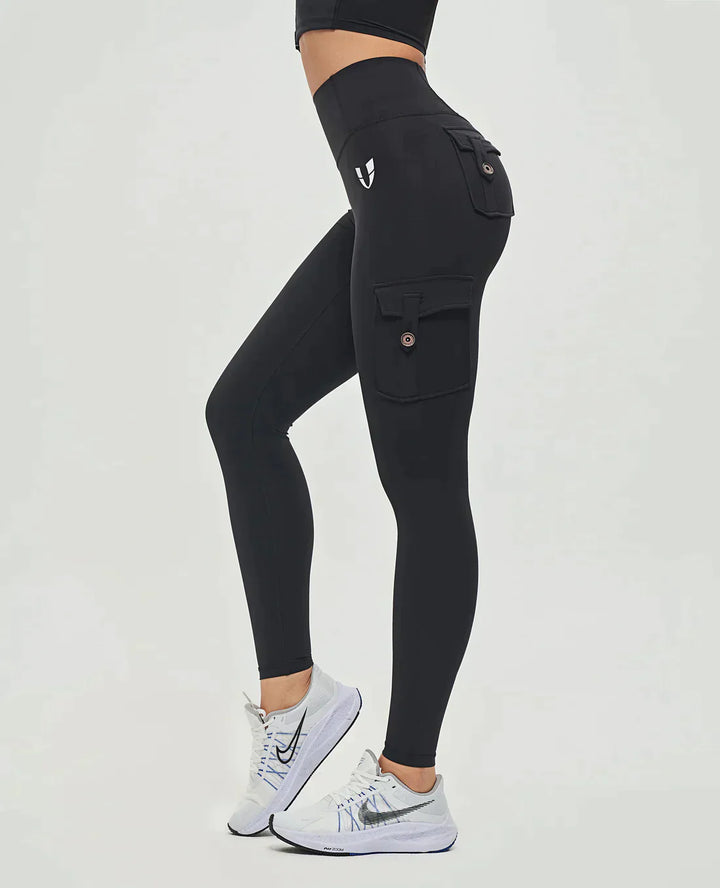 Legginsy damskie bawełniane cargo z wysokim stanem na wiosnę sportowe modelujące