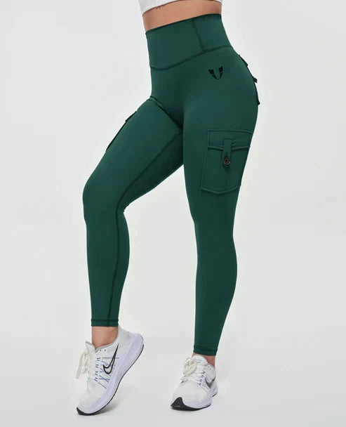 Legginsy damskie bawełniane cargo z wysokim stanem na wiosnę sportowe modelujące