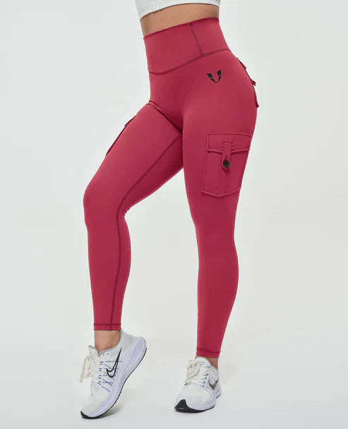 Legginsy damskie bawełniane cargo z wysokim stanem na wiosnę sportowe modelujące