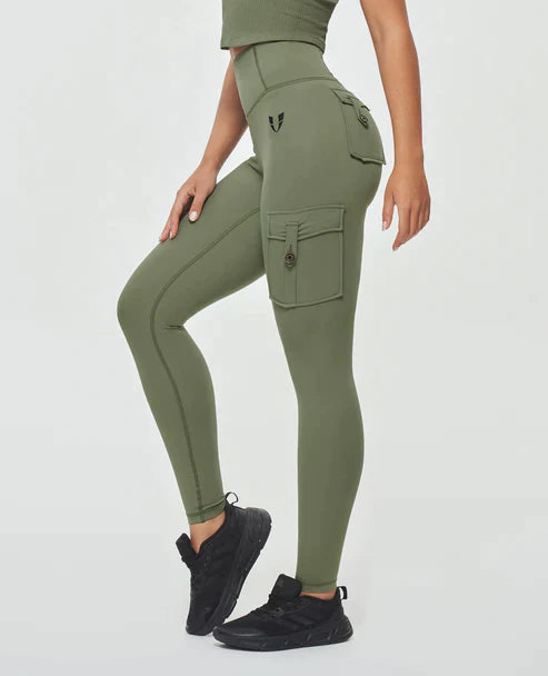 Legginsy damskie bawełniane cargo z wysokim stanem na wiosnę sportowe modelujące