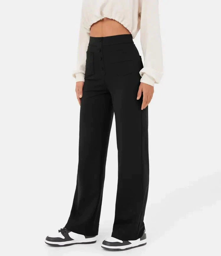 Spodnie damskie bawełniane z wysokim stanem szerokie eleganckie casual na lato