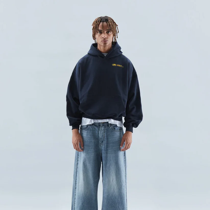 Bluza z kapturem oversize z nadrukiem z bawełny na jesień streetwear 80 chars