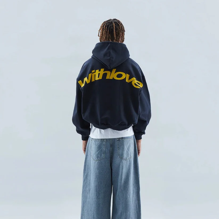 Bluza z kapturem oversize z nadrukiem z bawełny na jesień streetwear 80 chars