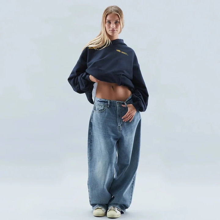 Bluza z kapturem oversize z nadrukiem z bawełny na jesień streetwear 80 chars