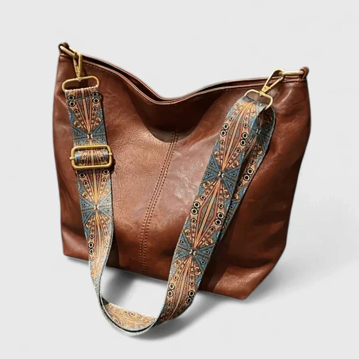 Torebka skórzana damska crossbody na ramię pojemna elegancka w stylu vintage