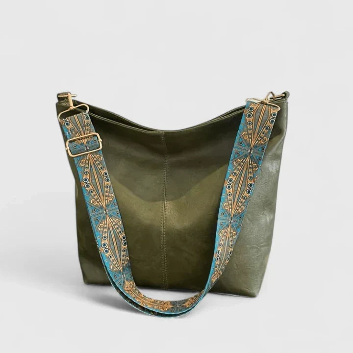 Torebka skórzana damska crossbody na ramię pojemna elegancka w stylu vintage