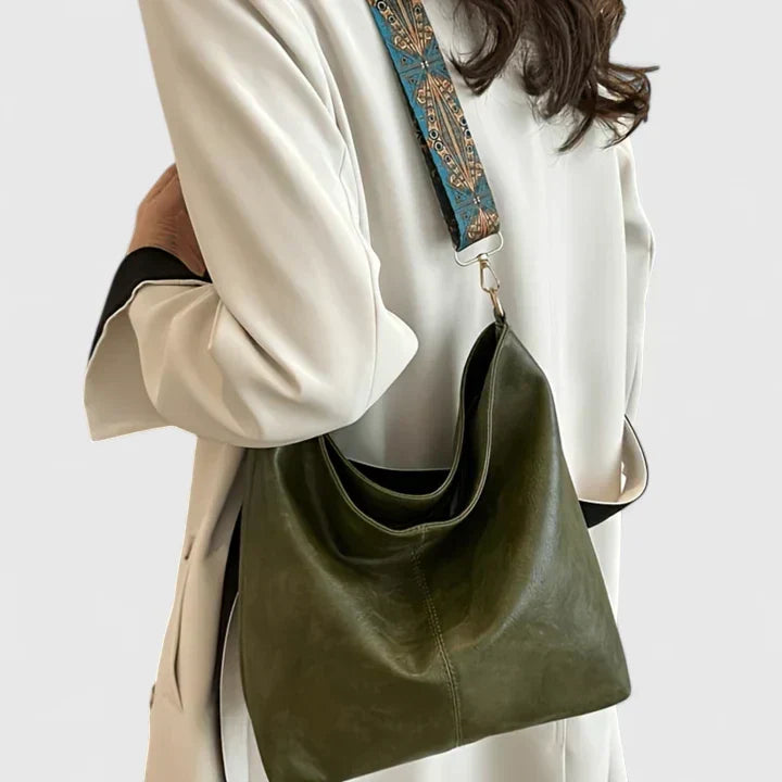 Torebka skórzana damska crossbody na ramię pojemna elegancka w stylu vintage