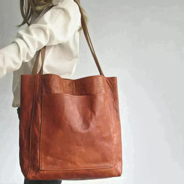 Damska skórzana torba typu tote, jesienna torebka na ramię