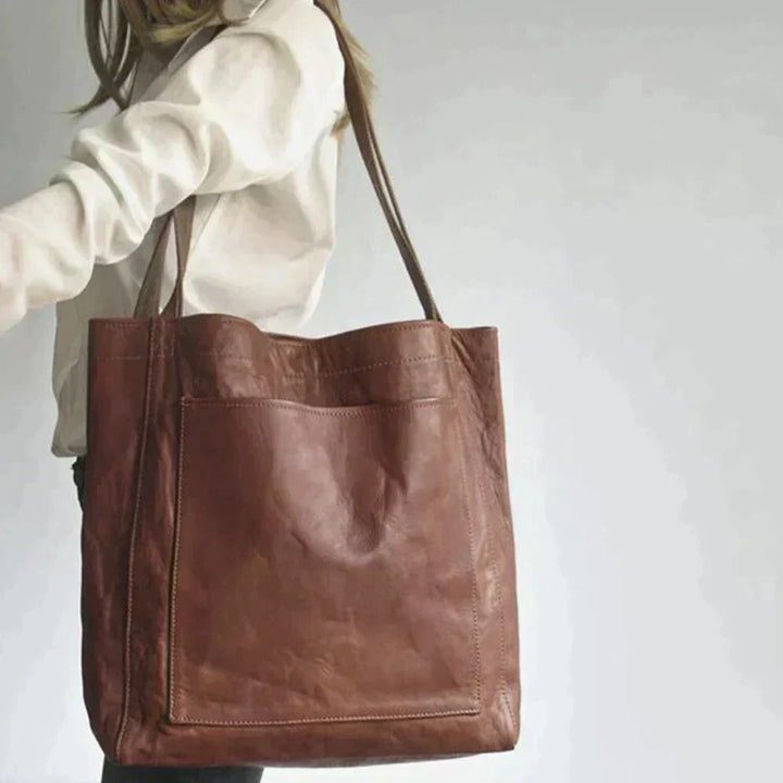 Damska skórzana torba typu tote, jesienna torebka na ramię