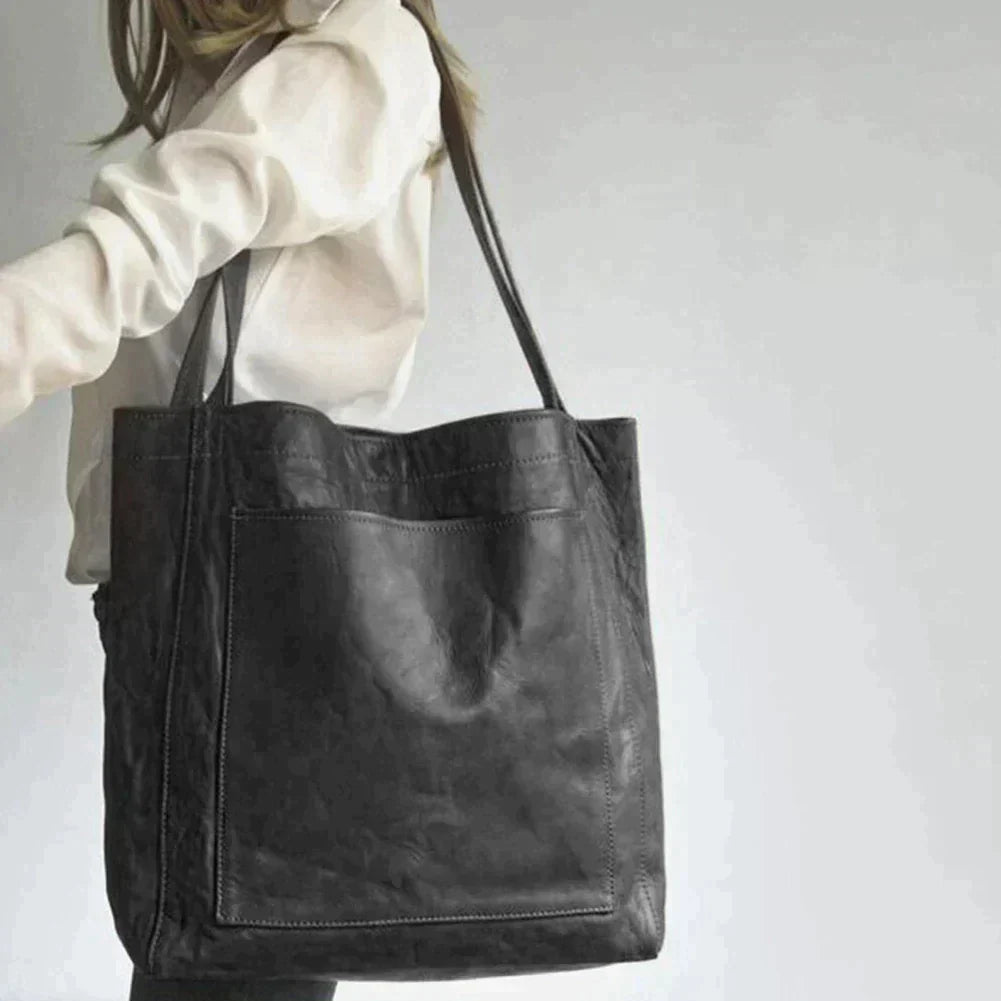 Damska skórzana torba typu tote, jesienna torebka na ramię
