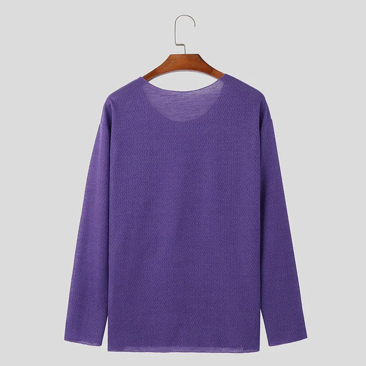 Sweter męski bawełniany letni z długim rękawem oversize casual na lato