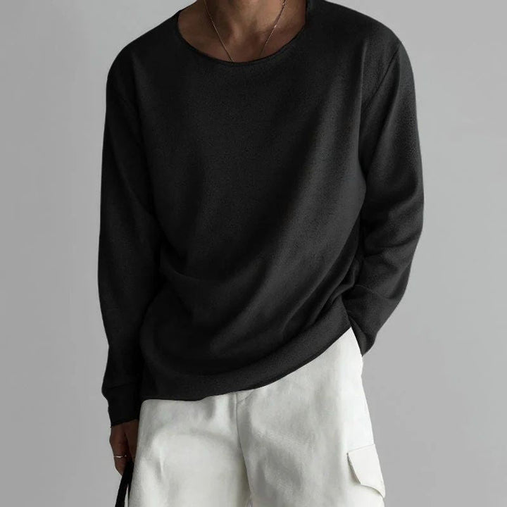 Sweter męski bawełniany letni z długim rękawem oversize casual na lato
