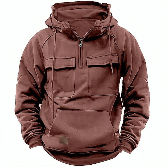Bluza męska z kapturem fleece z zamkiem sportowa na wiosnę casualowa ciepła