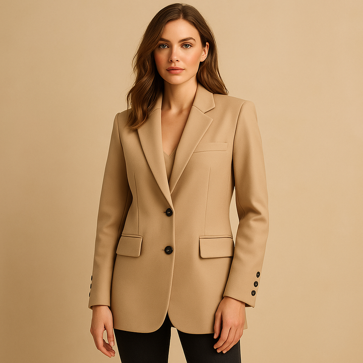 Blazer long femme élégant coupe classique pour l’été, veste légère polyvalente en polyester
