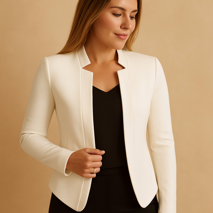 Veste blazer femme légère en polyester à col tailleur pour l’été, style élégant