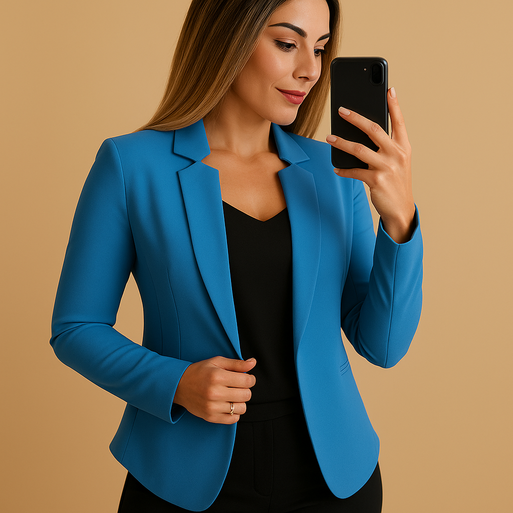Veste blazer femme légère en polyester à col tailleur pour l’été, style élégant