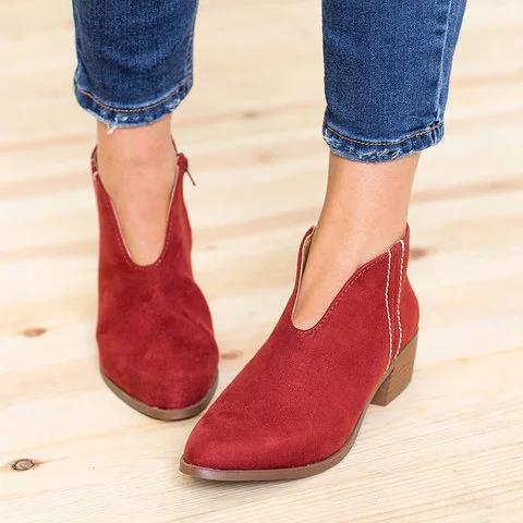 Botins de senhora em pele com salto bloco elegantes e confortáveis para a primavera clássicos