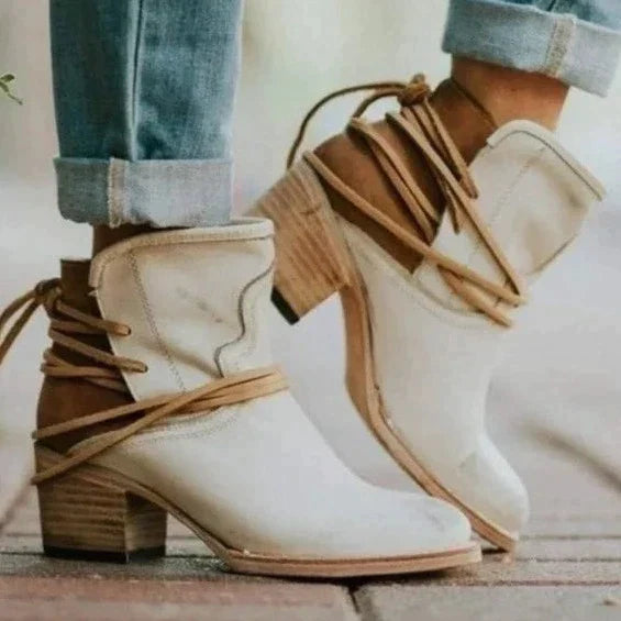 Botki damskie skórzane na obcasie eleganckie kowbojki wygodne na wiosnę casual