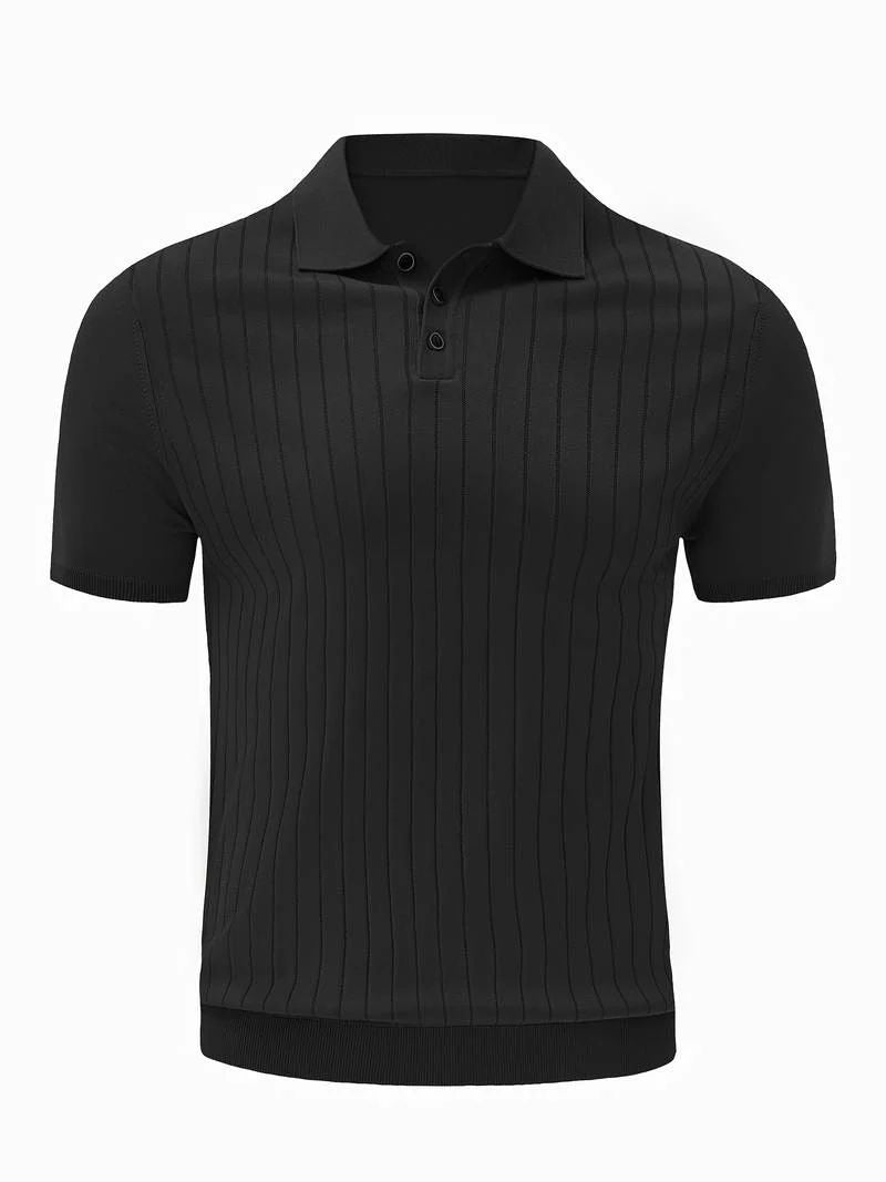 Koszulka polo męska bawełniana letnia elegancka slim casualowa prążkowana modna
