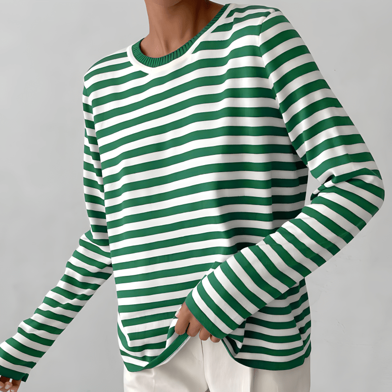 Sweter damski w paski dzianinowy wełniany jesienny