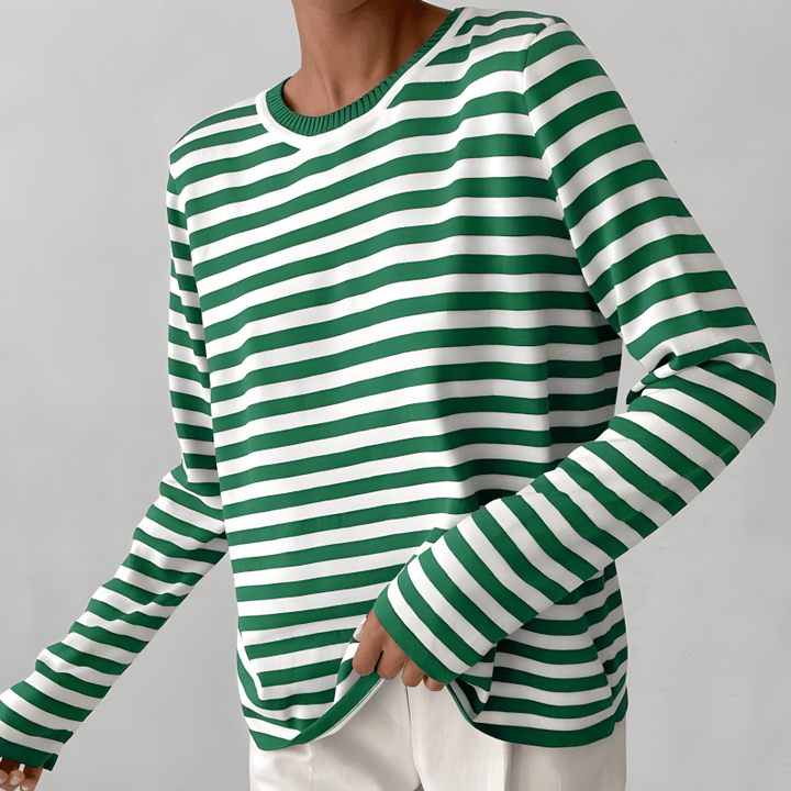 Sweter damski w paski dzianinowy wełniany jesienny