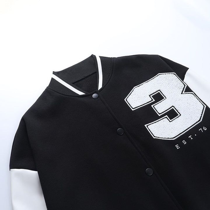 Kurtka bejsbolówka damska varsity oversize flauszowa z ekoskórą jesienna
