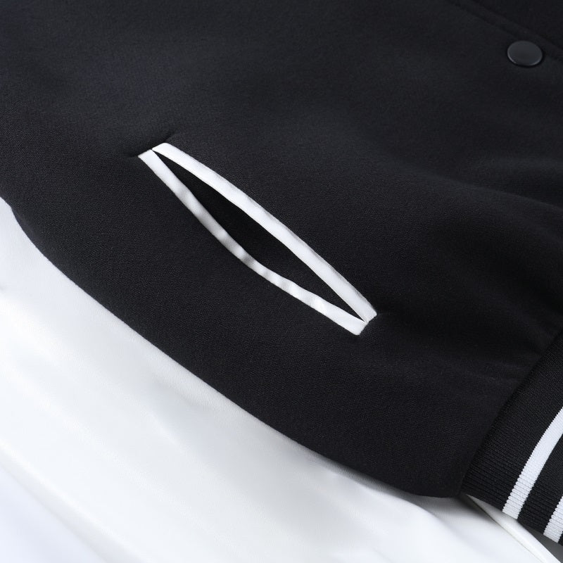 Kurtka bejsbolówka damska varsity oversize flauszowa z ekoskórą jesienna