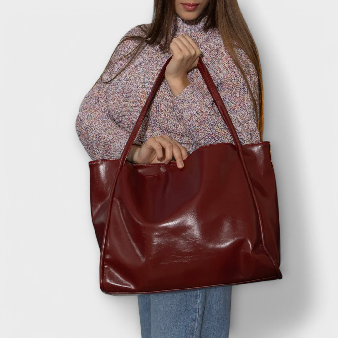 Torba damska tote vintage ze skóry ekologicznej na sezon jesienny do pracy i na co dzień