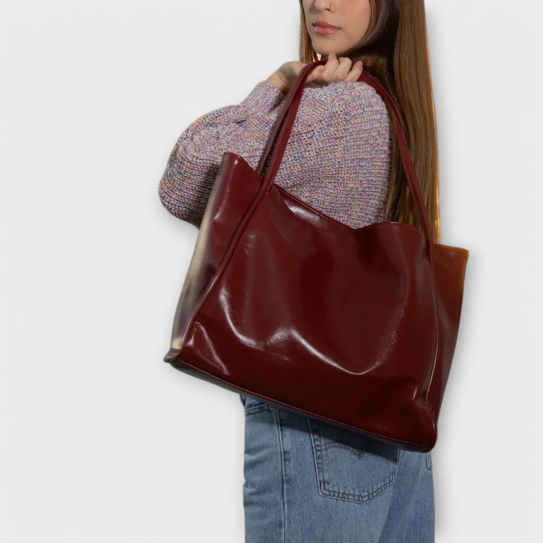 Torba damska tote vintage ze skóry ekologicznej na sezon jesienny do pracy i na co dzień