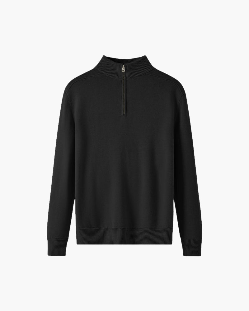 Męski sweter z wełny merino z zamkiem pod szyją jesienny elegancki