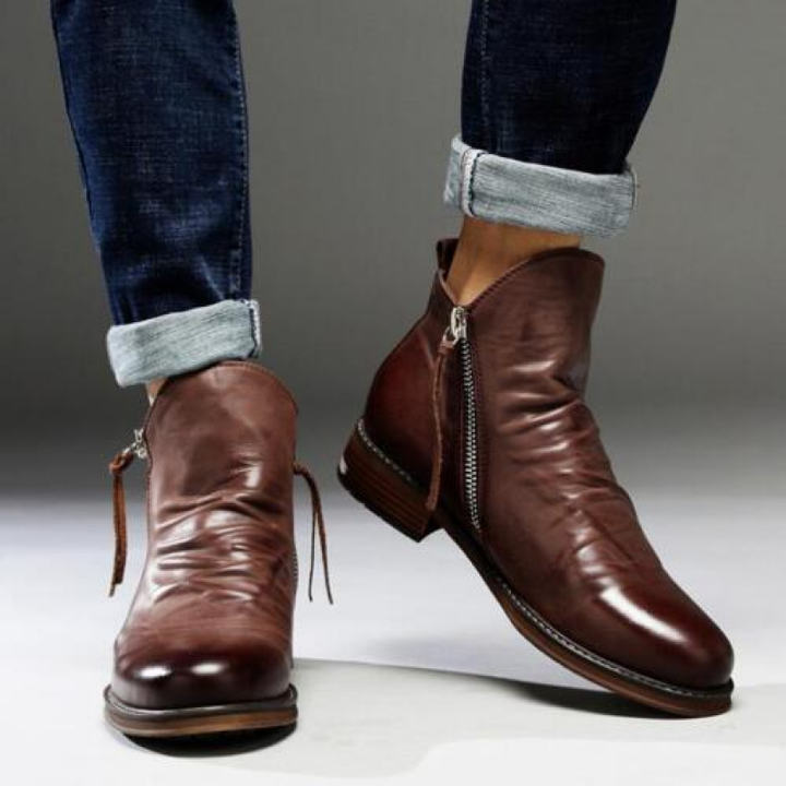 Botki damskie skórzane na wiosnę – eleganckie buty ze skóry naturalnej casual z zamkiem