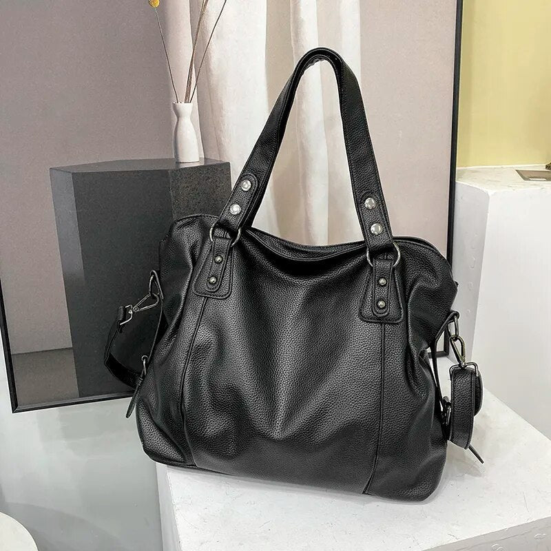 Torebka damska shopper ze skóry ekologicznej duża pojemna na ramię i do ręki na jesień