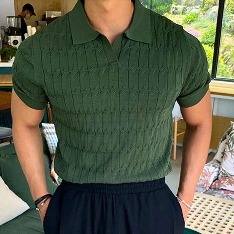 Koszulka polo męska dzianinowa bawełniana na lato elegancka casualowa