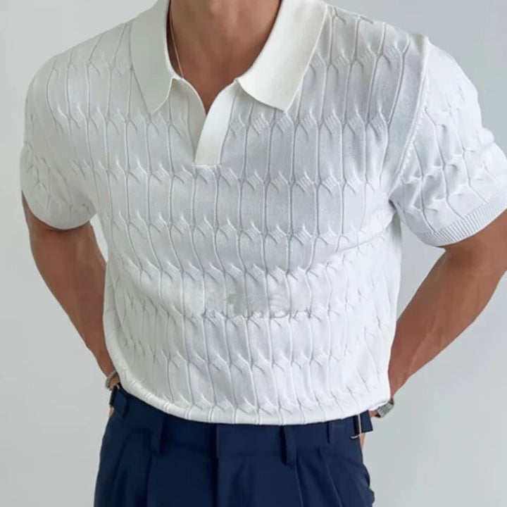 Koszulka polo męska dzianinowa bawełniana na lato elegancka casualowa