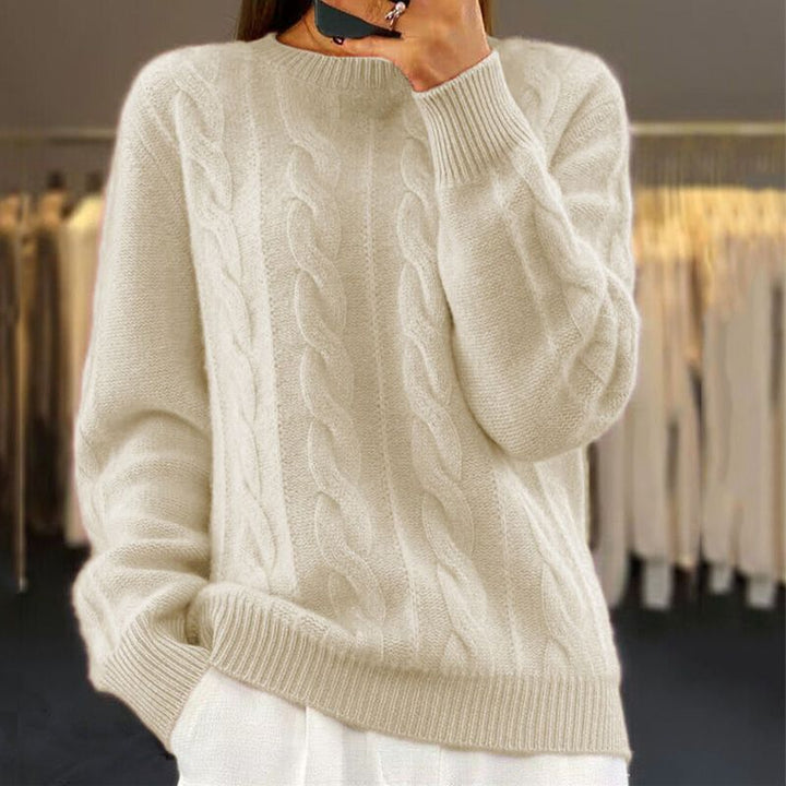 Sweter damski wełniany wiosenny ciepły sweter dzianinowy elegancki klasyczny