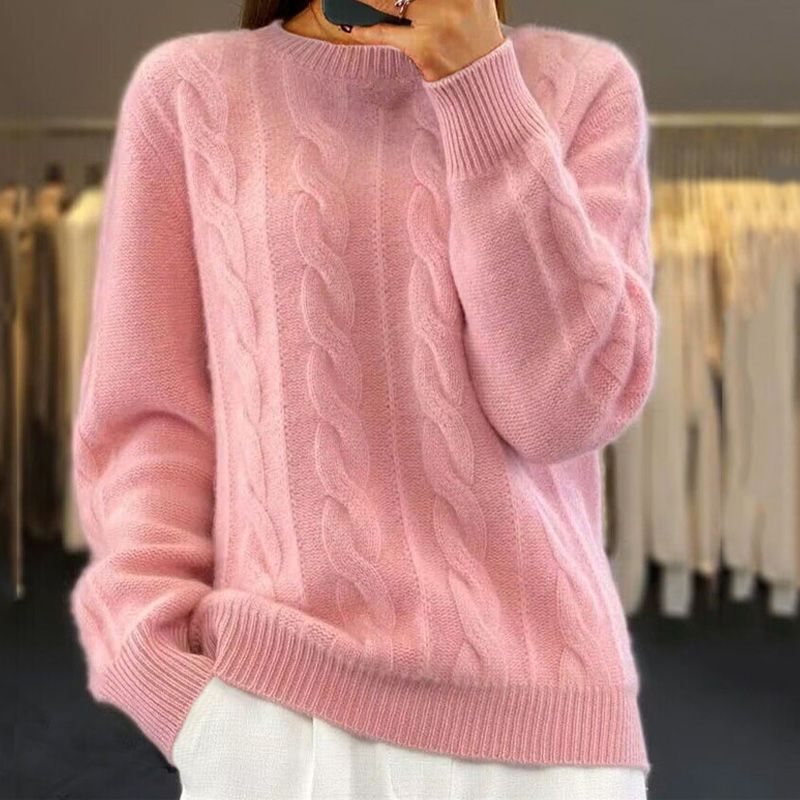 Sweter damski wełniany wiosenny ciepły sweter dzianinowy elegancki klasyczny