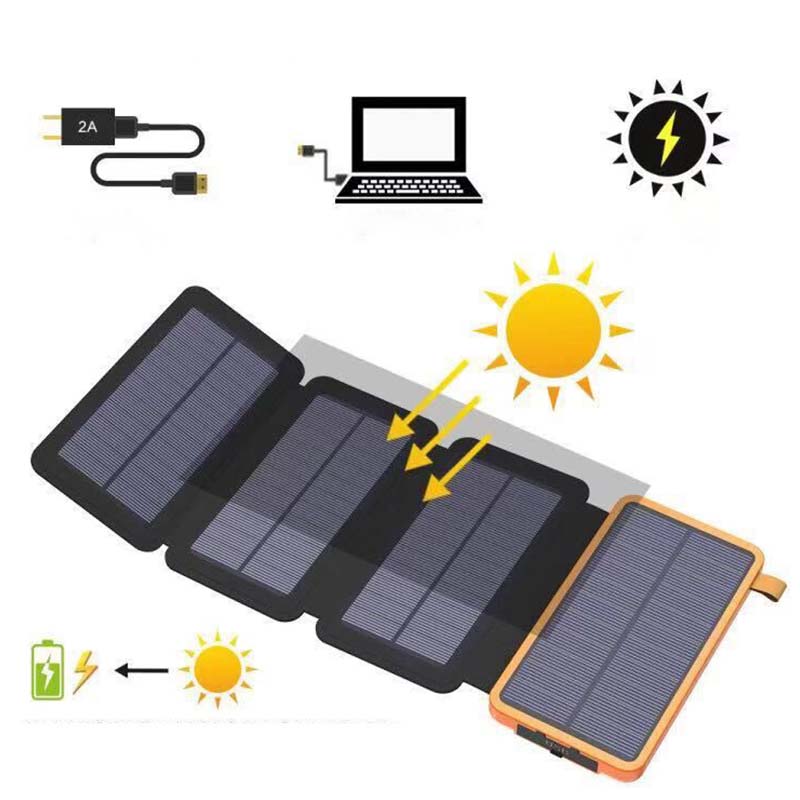 Powerbank solarny do ładowania telefonu 25000mAh na kemping i podróż