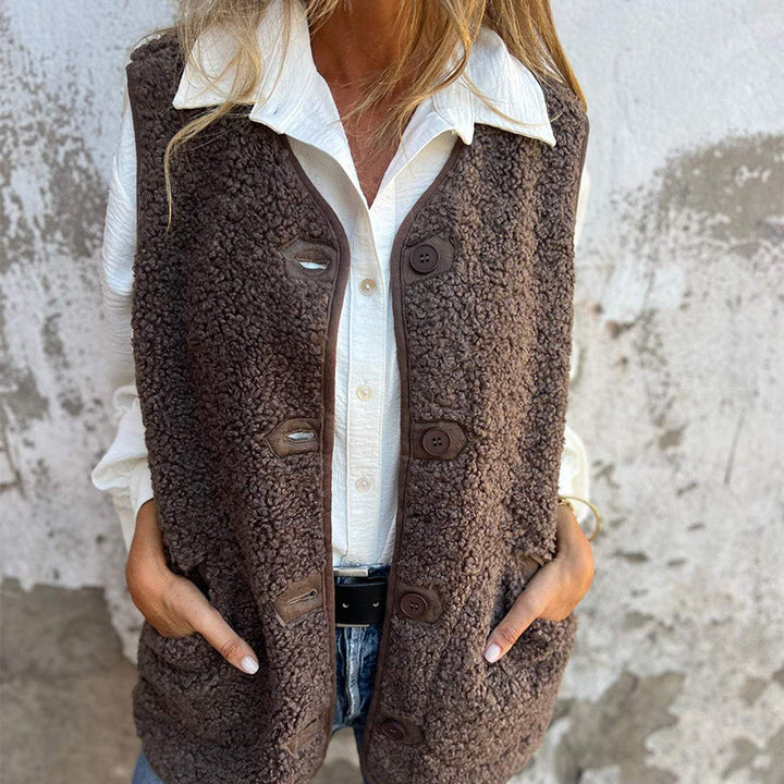 Kamizelka damska fleece bezrękawnik oversize casualowy na jesień i zimę ciepły