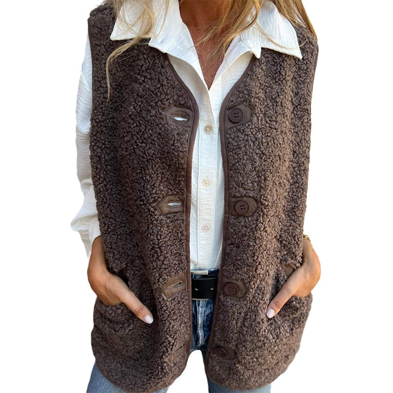 Kamizelka damska fleece bezrękawnik oversize casualowy na jesień i zimę ciepły